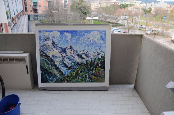 Andorra La vella Olio su tela 100x110cm