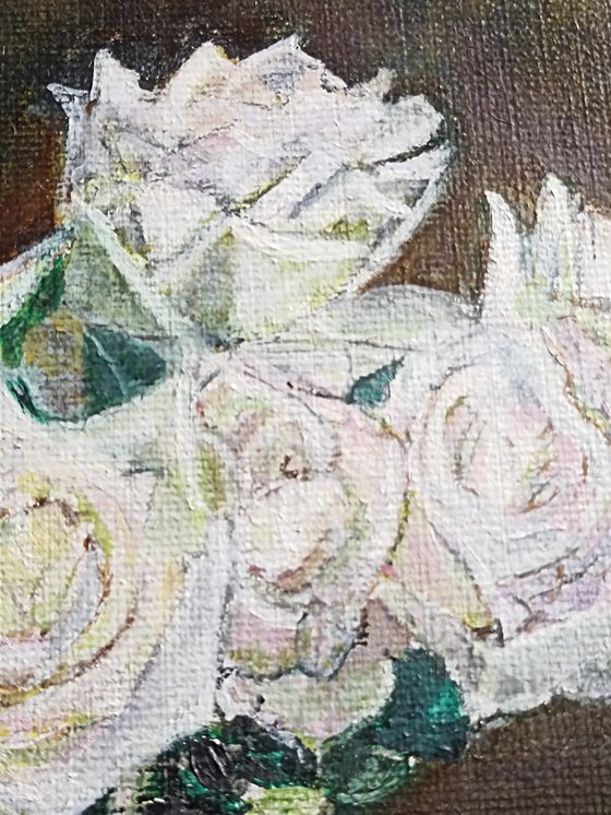 White roses still life