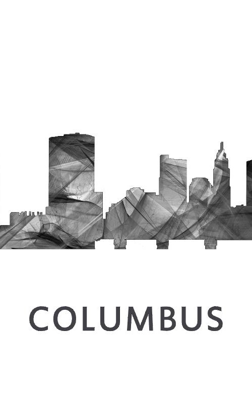 Columbus Ohio Skyline WB BW by Marlene Watson