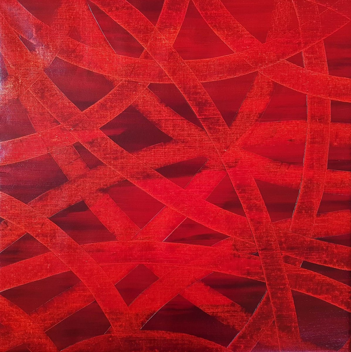 Abstract Acrylic Painting By Ivana Olbricht, 35 X 35, Love In My Veins, Original Artwork