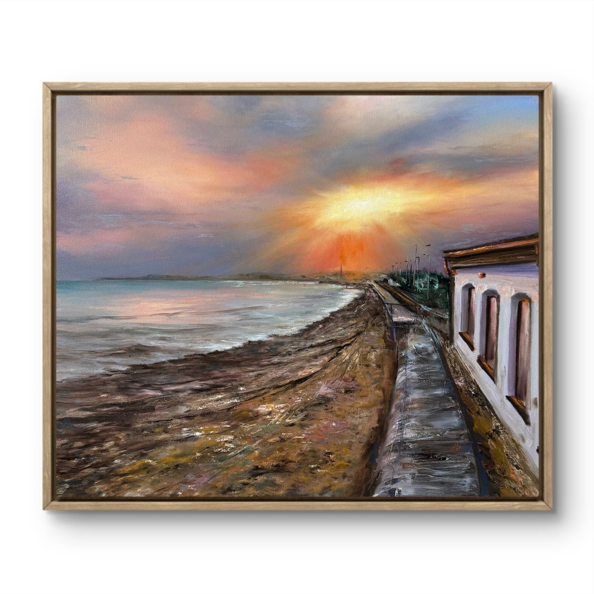 Photorealistic Landscape Oil Painting By Alesia Yeremeyeva, 24 X 20, Sunset Boulevard, Original Artwork