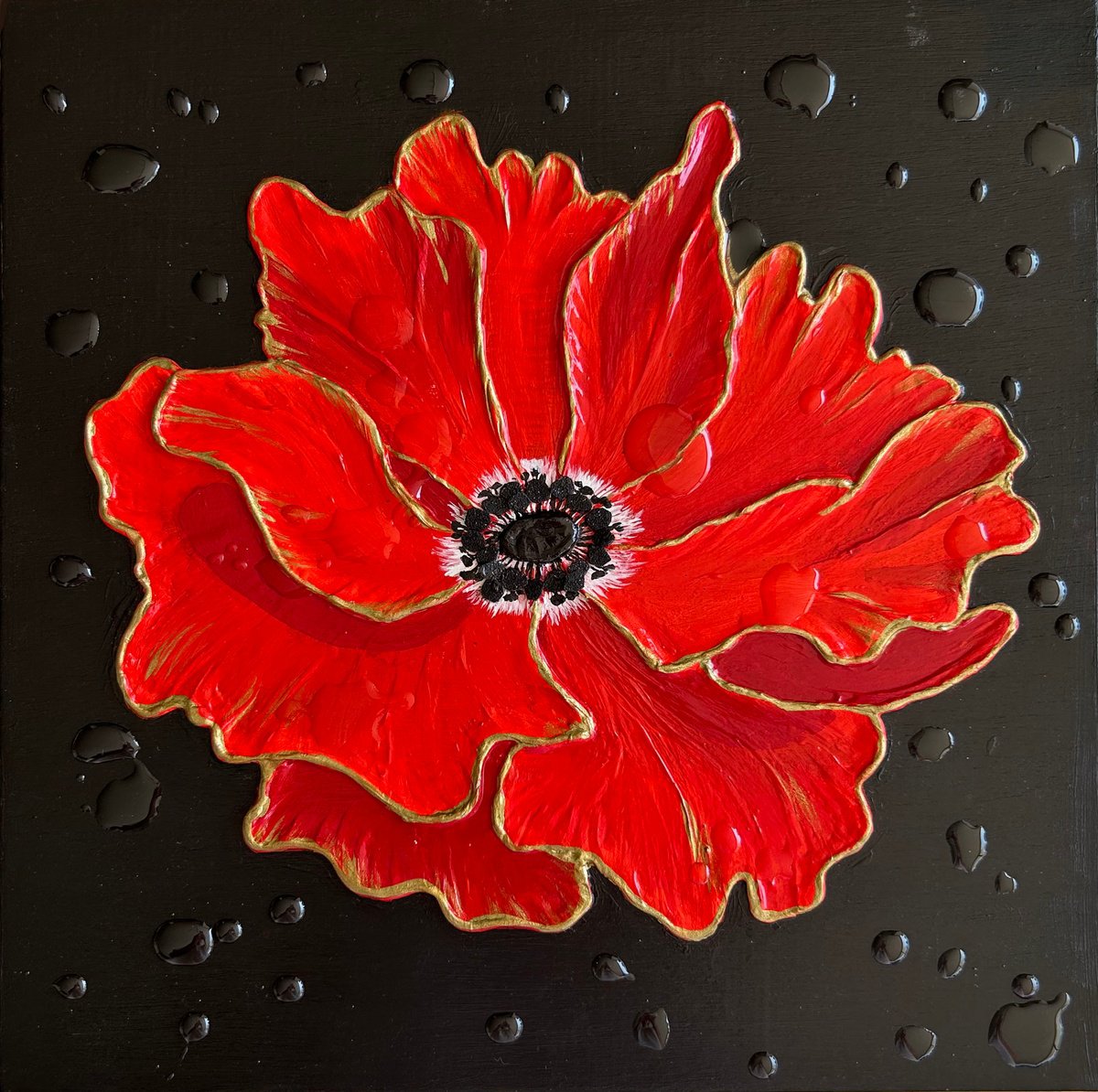 Expressive Botanical Painting By Alexandra Dobreikin, 12 X 12, Anemone, Original Artwork