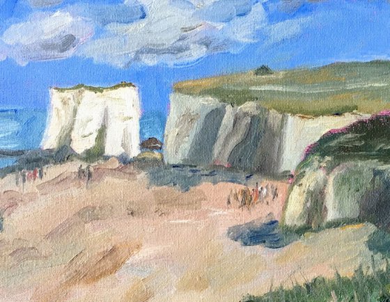Chalk stacks at Botany Bay - an original oil painting