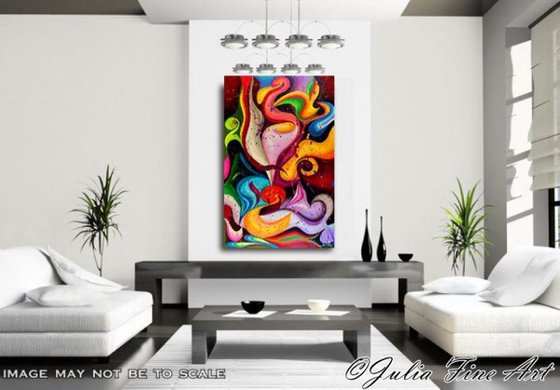 Abstract Painting, Surreal Abstraction, Contemporary, Ready to hang, Multicolor, Modern, Floral, Large Original Art ''Emotion'' by Julia Apostolova