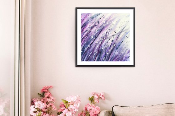 Lavender storm. Original watercolor artwork.