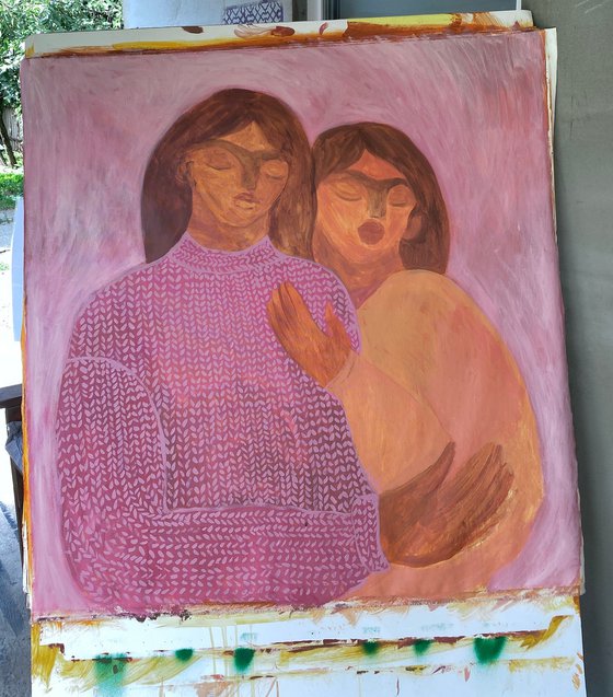 Knitted pink sweater