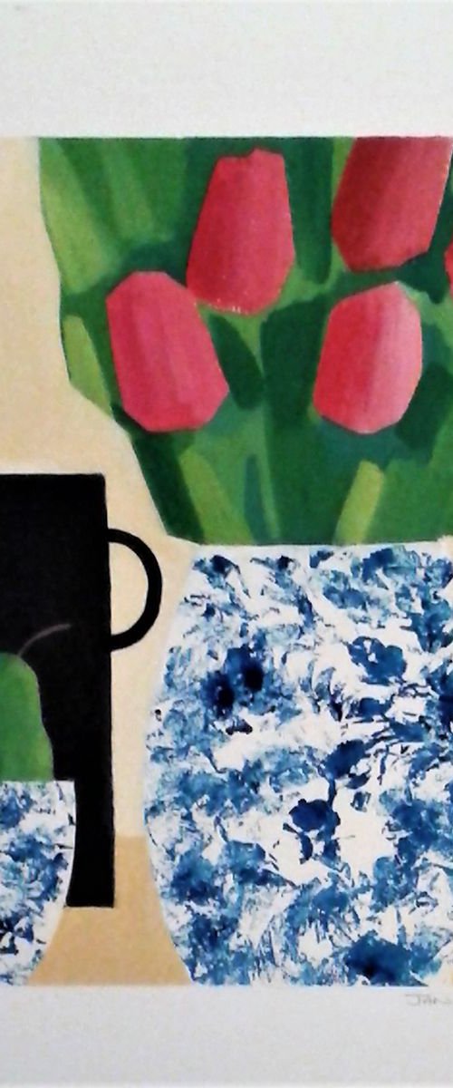 Tulips in a Chinese Vase by Jan Rippingham