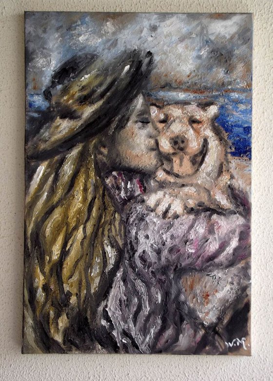 SEASIDE GIRL - THE WARM COMPANIONS - Thick Oil painting (40x60 cm)