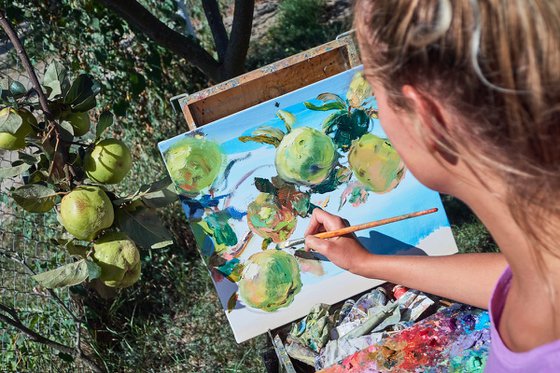 Branches of quince and rose hips