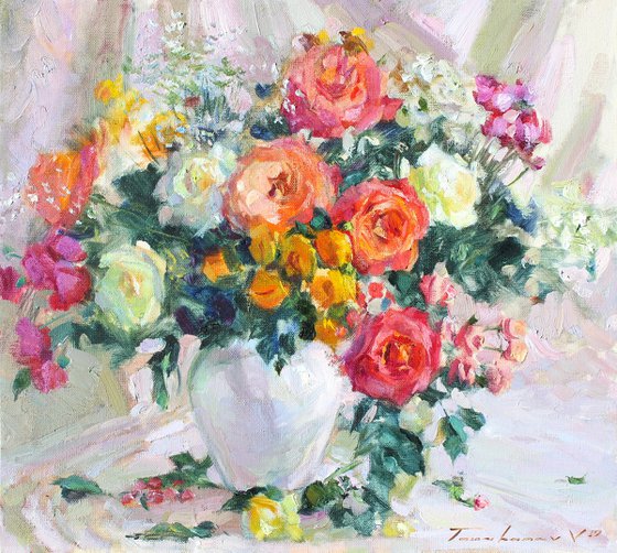 A bouquet of garden roses