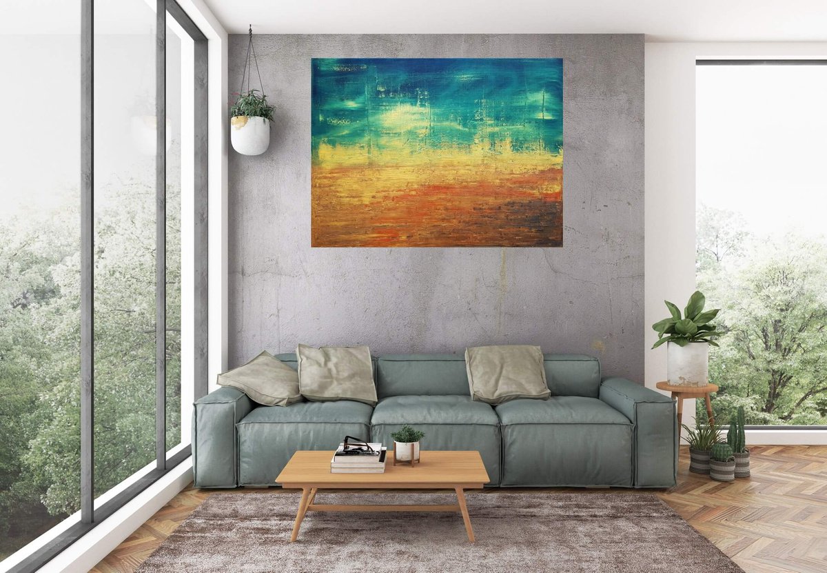 Nordic sky - large textured abstract painting by Ivana Olbricht
