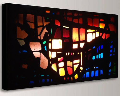 Abstract mid century modern art M009 "Africa" - print on one canvas 50x100x4cm by Kuebler