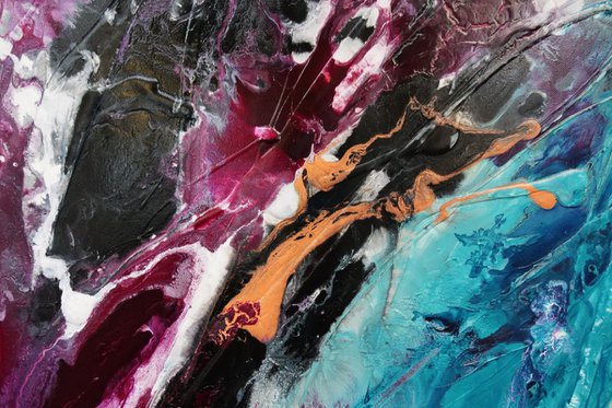 Magenta Candy Rush 190cm x 100cm Turquoise Magenta Textured Abstract Art