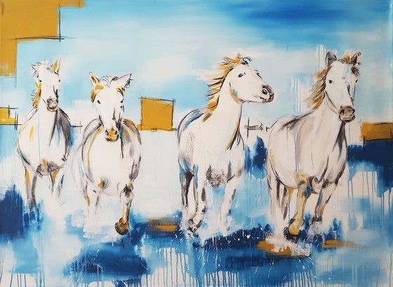 Camargue Horses – No 2 – Large Equines Painting