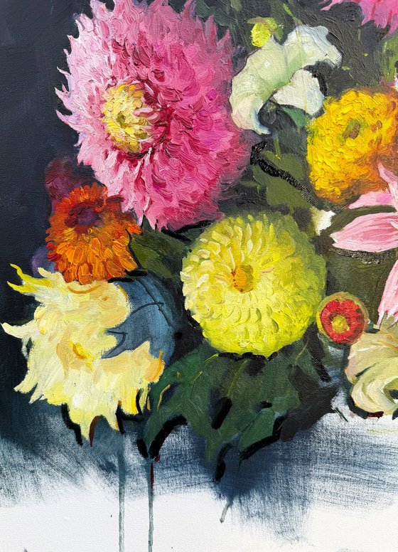 Modern Still Life with Dahlias