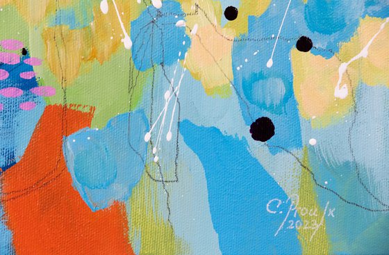 Le jour où j'ai ouvert la porte - Expressive abstract painting - Ready to hang