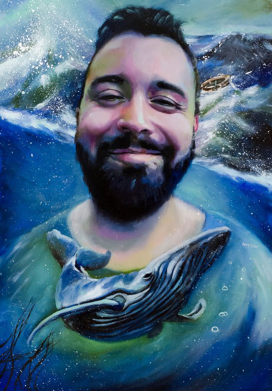 King of Waters, oil on wood