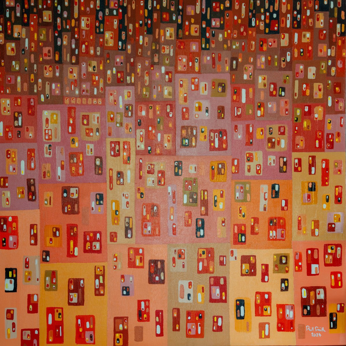 Organic Abstract Acrylic Painting By Phil Smith, 39 X 39", Medina 3, Original Artwork