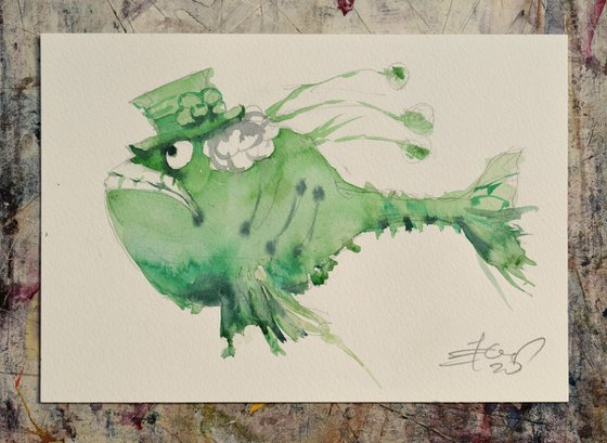 Green fIsh with a green hat