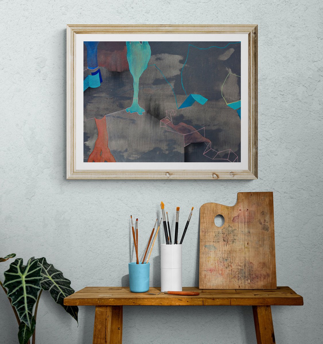 Abstract Painting By Trayana Panayotova, 26 X 20", Designed Landscape Ix, Original Artwork