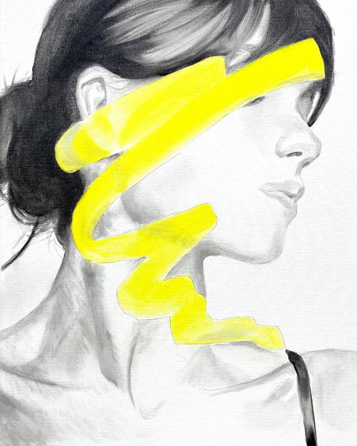 Portrait with yellow accent 40 x 50 cm. by MOUSSIN IRJAN