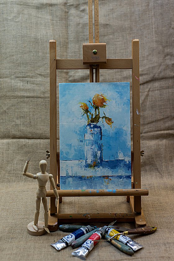 Still life painting. Flowers in vase