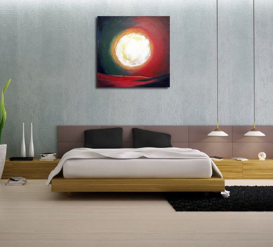 landscape painting abstract wall art "sunshine daydream" contemporary modern art acrylic 36 x 36 inches