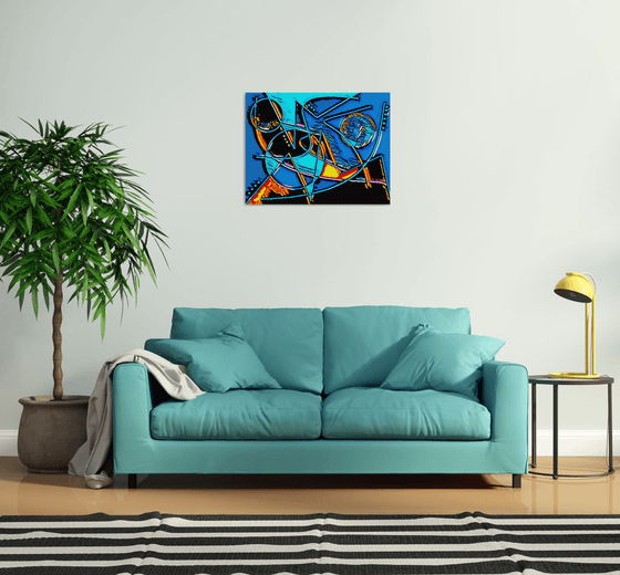 Connected Worlds - 31 x 24" wrapped canvas with soft edge new media art