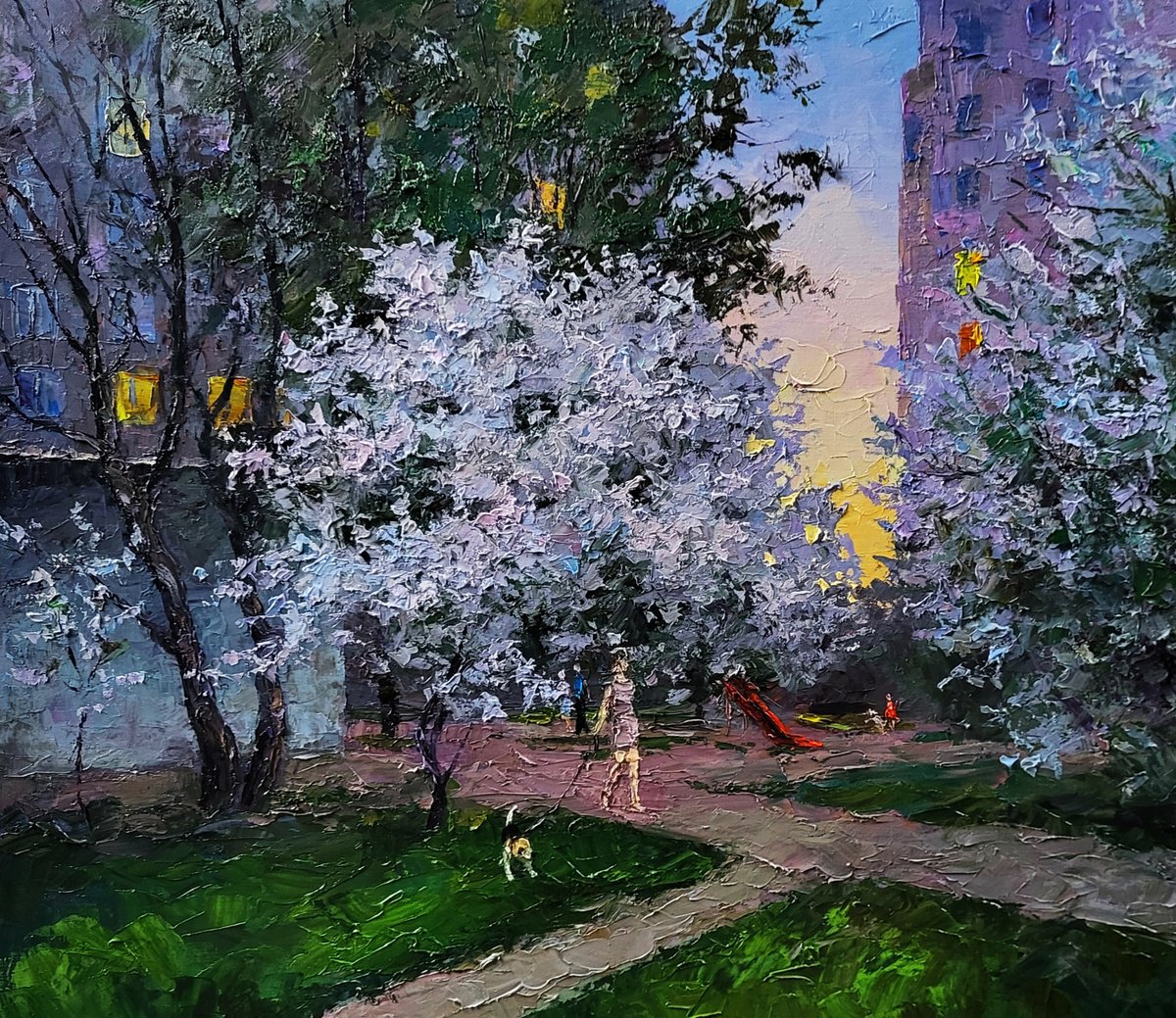 Evening Courtyard In The City By Boris Serdyuk, 31 X 28, Artwork For Sale On Artfinder