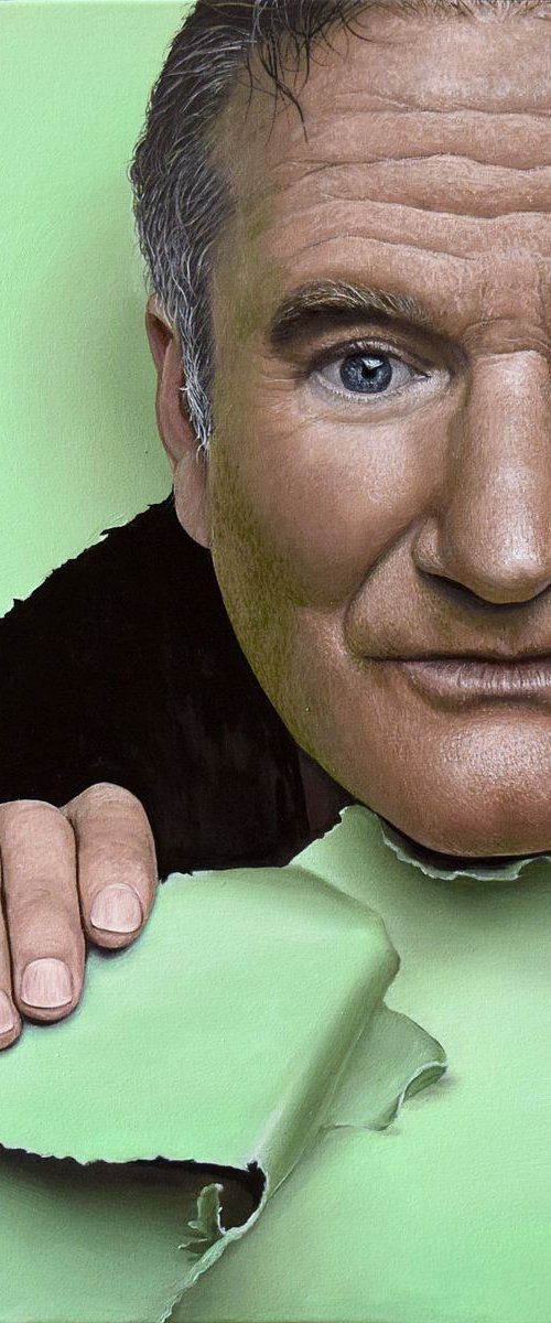 Robbin Williams portrait, 60 x 50 cm, Ready to Hang/ actor / photorealism / hyperrealism / famous / male portrait / man by Elena Adele Dmitrenko