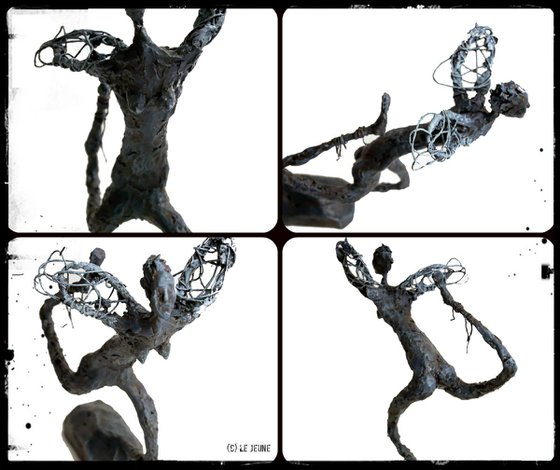 ANGELCAN'TDOWN Sculpture Clay, Iron, 22 X 22 cm, unique artwork