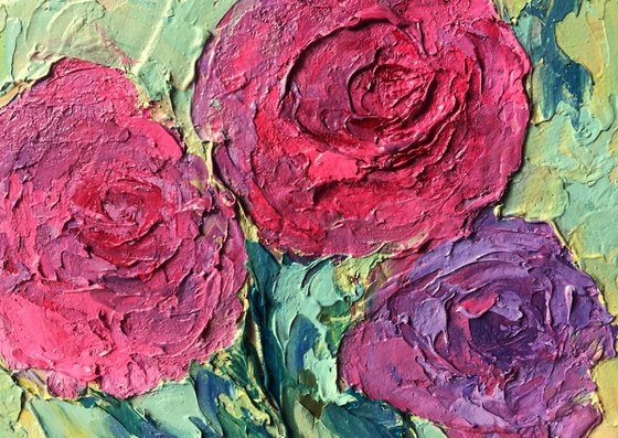 Roses Cold wax oil painting