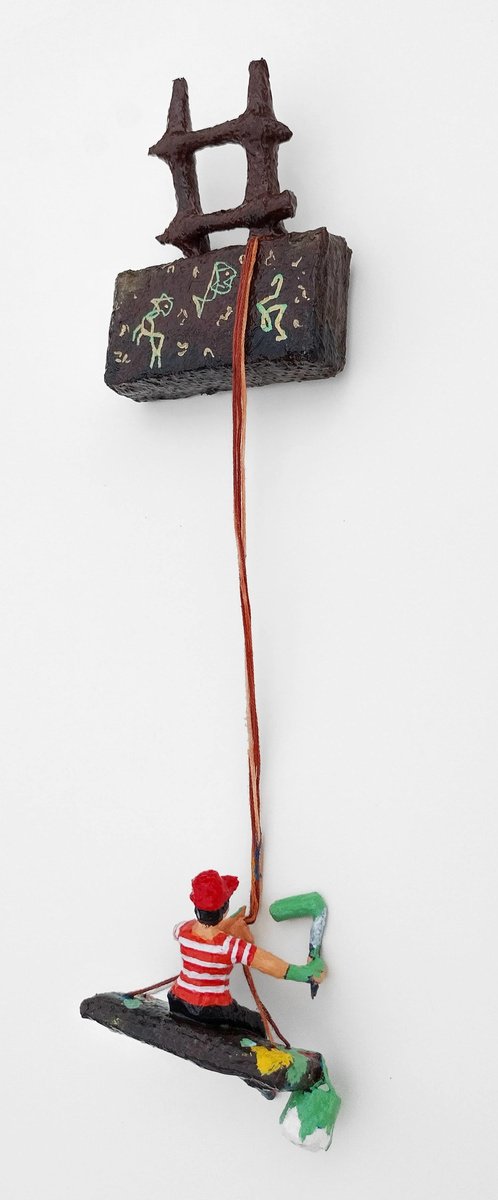 Photorealistic Portrait Sculpture By Shweta Mahajan, 3 X 12", Boy Painting The Wall Ii, Original Artwork