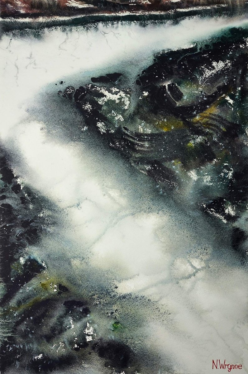 Impressionistic Abstract Watercolour By Neil Wrynne, 15 X 22", Deep Silence, Original Artwork