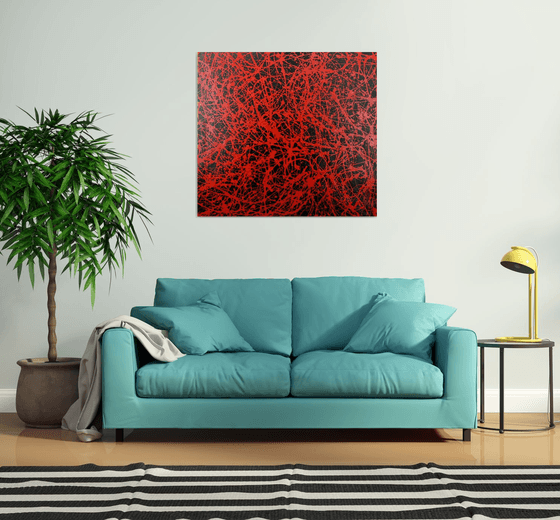 Extra large abstract artwork  (red and black)