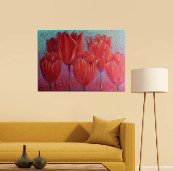Red Tulips on Red