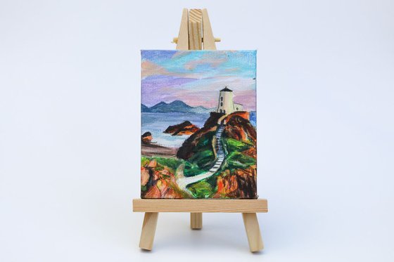 Lighthouse Scene - Mini Canvas - Llanddwyn Island, Anglesey, Wales