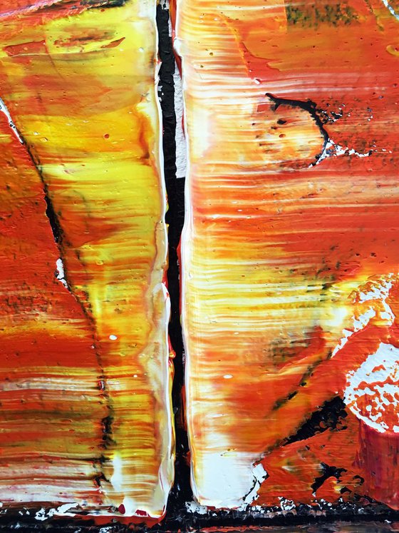 "Orange You Glad I'm Yours" - FREE WORLDWIDE SHIPPING - Original Xt Large PMS Abstract Oil Painting On Canvas - 20 x 60 inches