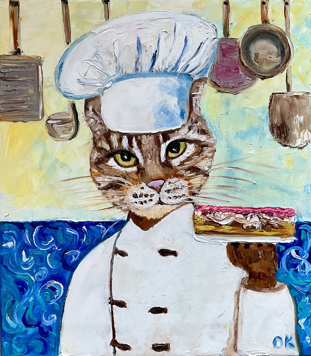 Cat Cake Maker. By Olga Koval, 14 X 16, Artwork For Sale On Artfinder
