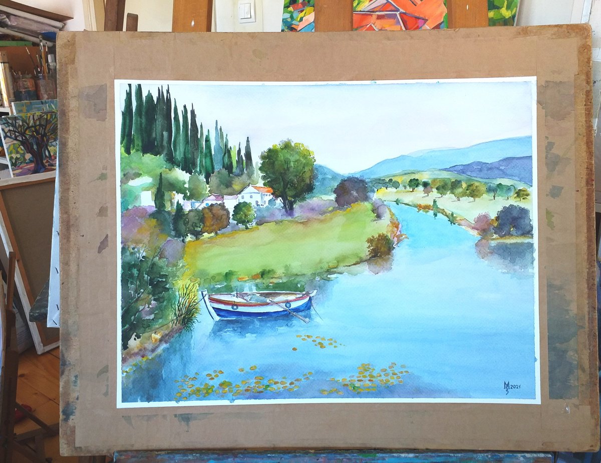Impressionistic Watercolour , Lake / By Zoran Mihajlovic Muza, 19 X 14, Artwork For Sale On Artfinder