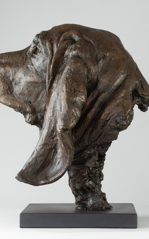Basset Portrait Bronze resin by Tanya Russell