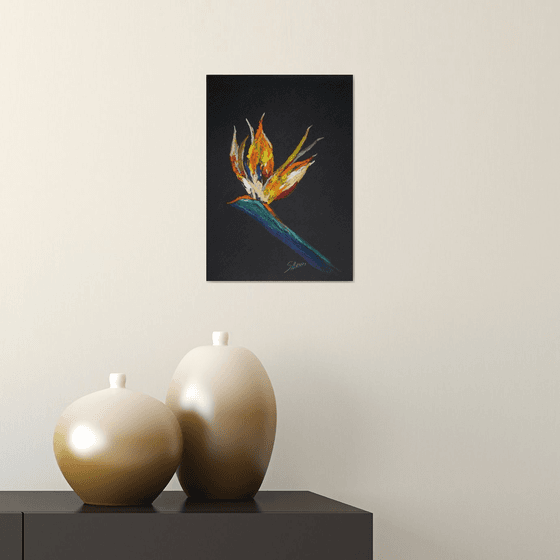 Strelitzia / ORIGINAL OIL PASTEL PAINTING