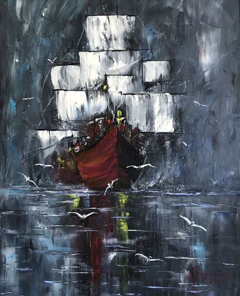 Ship During Storm by Krystyna Przygoda