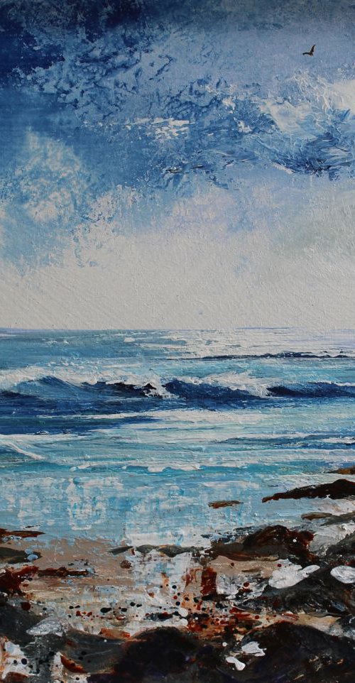 Soaring gulls, Stormy sky by Valerie Jobes