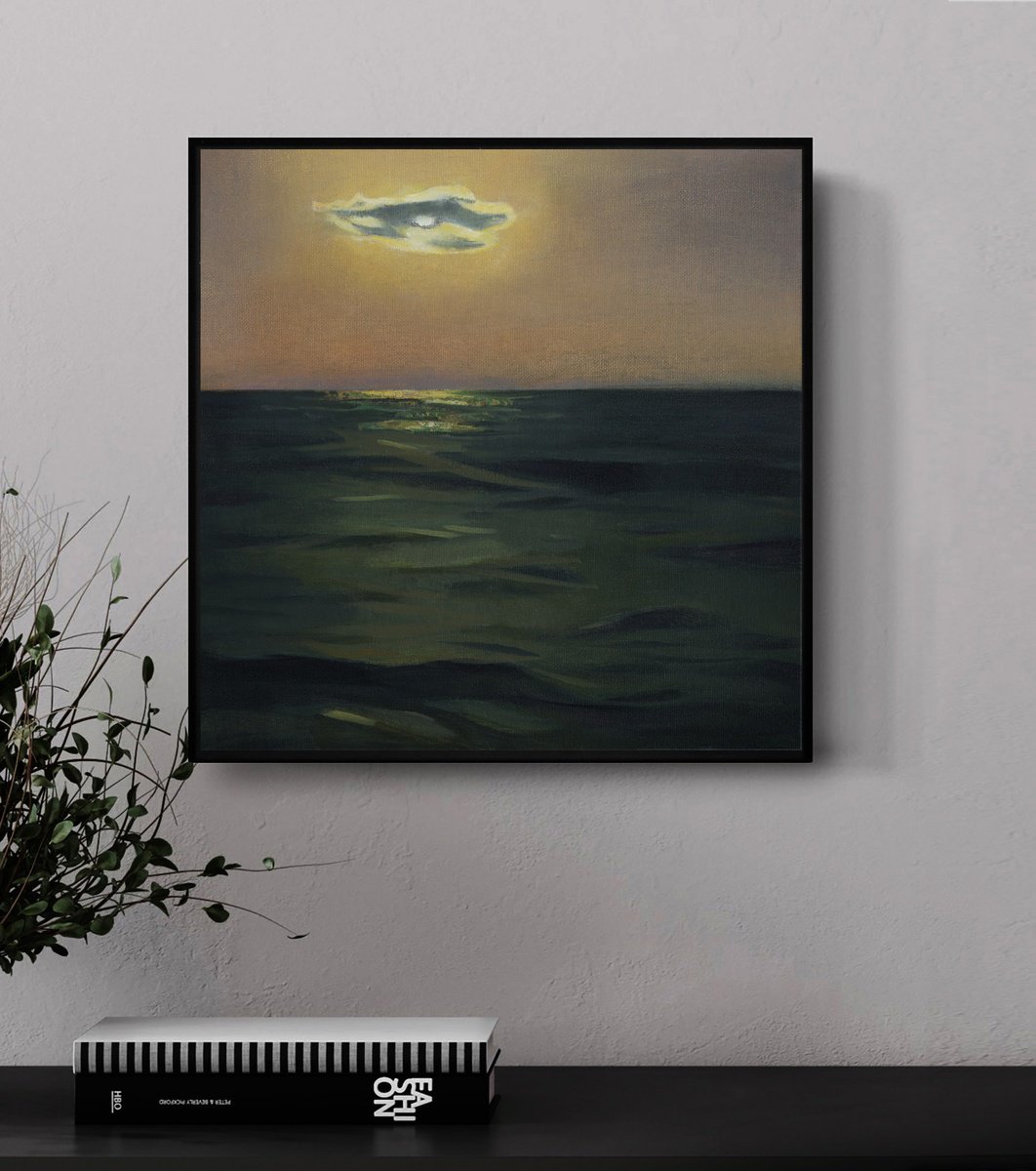 Night Cloud Over The Ocean, Framed By Bo Kravchenko, 12 X 12, Artwork For Sale On Artfinder