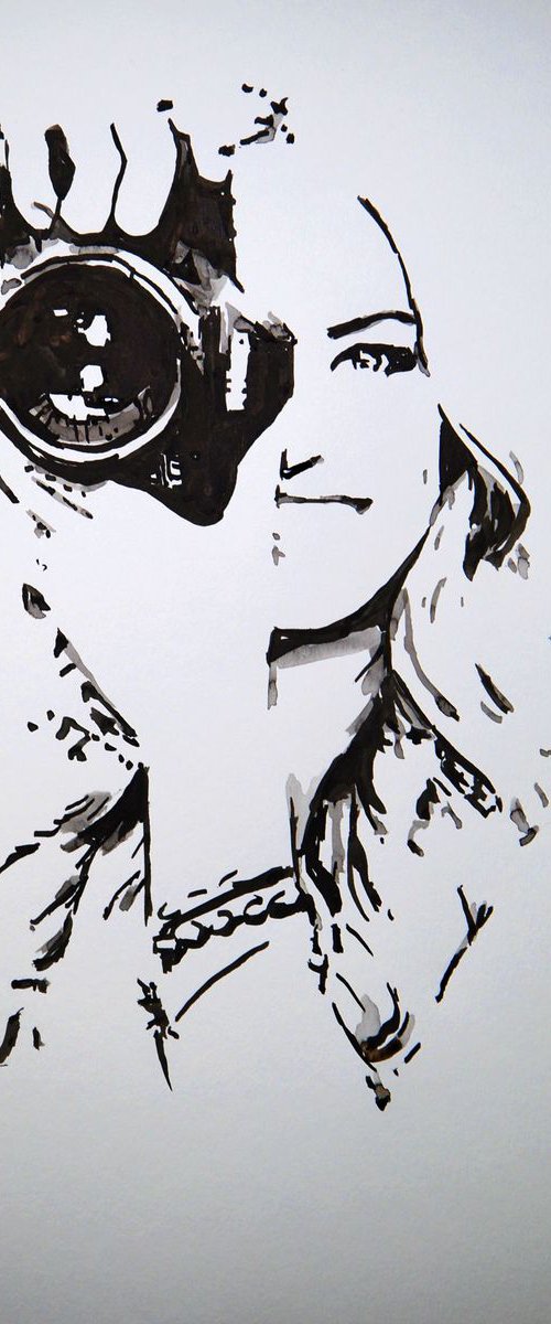 Girl with camera /42 x 29.7  cm by Alexandra Djokic