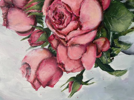 Pink roses in a vase