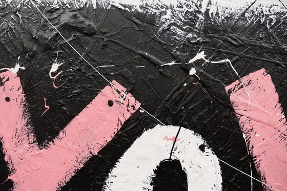 X's and O's 140cm x 100cm Black White Pink Textured Urban Pop Art