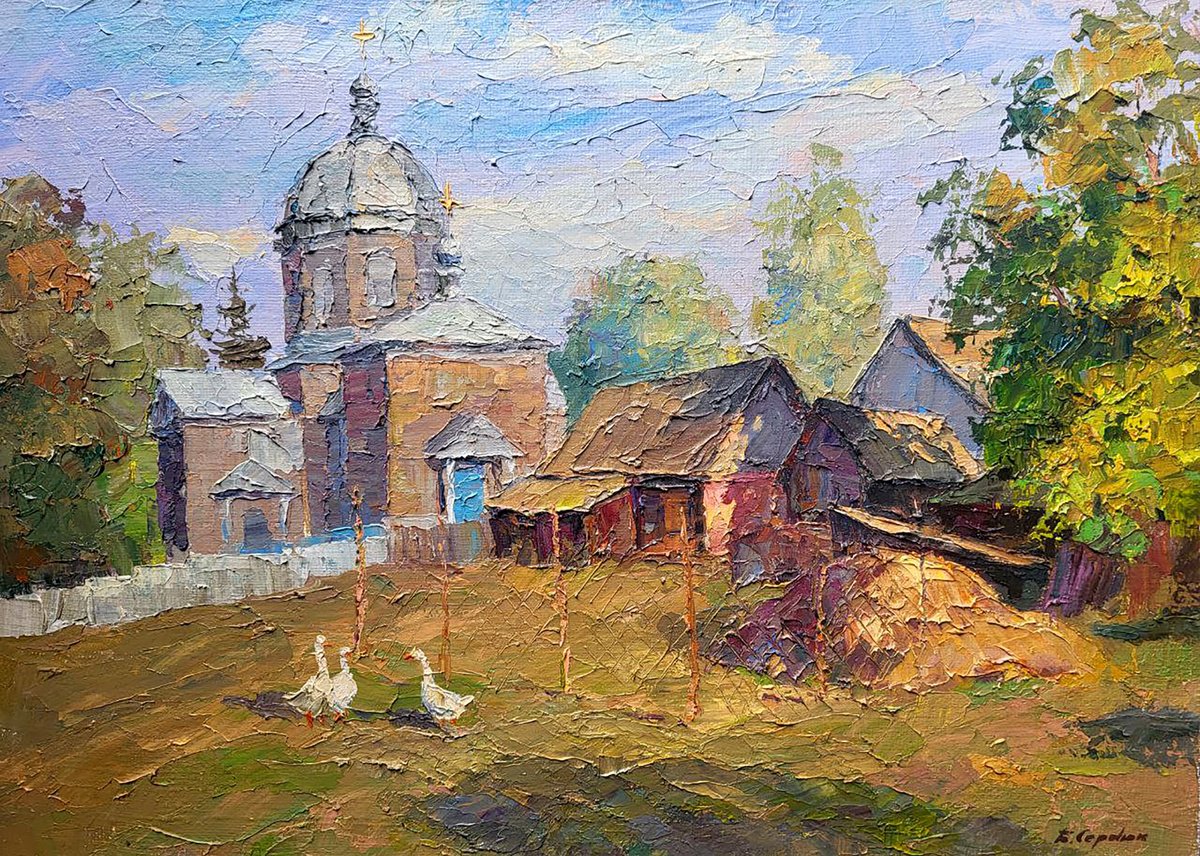 Oil painting Church yard Serdyuk Boris Petrovich nSerb902 by Boris Serdyuk