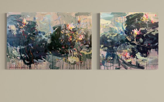 Water lilies. Diptych.